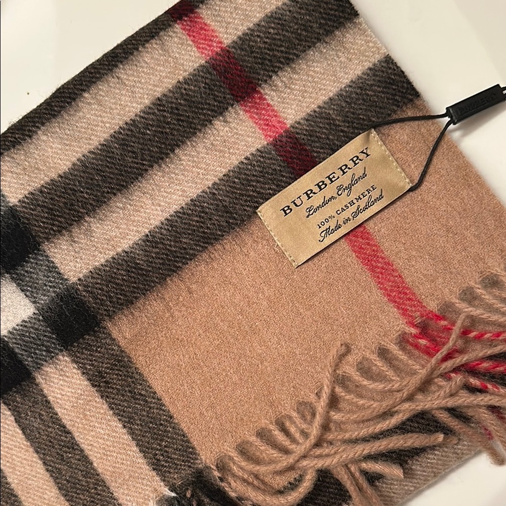 Burberry Beige Checkered Scarf